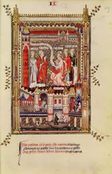 Fr 2091 fol.125 St. Saintin och St. Antonin, uppmanas att skriva historien om St. Denis liv, från Vie de St. Denis, 1317