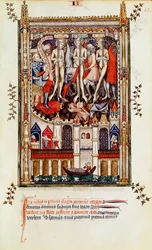 Fr 2092 f.42 Tredje flagellationen av St. Denis och hans följeslagare, från Vie de St. Denis, 1317