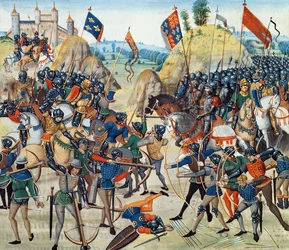 Fr 2643 f.165v Slaget vid Crecy från hundraåriga kriget, från "Froissart"s krönika", 24 augusti 1346