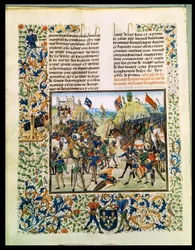 Fr 2643 f.165v Slaget vid Crecy från hundraåriga kriget, från Froissarts Chronicle, 24 augusti 1346