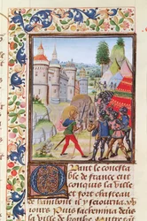 Fr 2643 f.410 Belägringen av Brest 1373, från Froissarts Chronicle