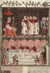 Fr 2813 fol.39 Dauphin Charles (1338-80) och deputerade för de tre staterna, från Grandes Chroniques de France, 1375-79