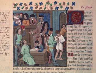 Fr 4367 f.55v En domare som förhör fångar