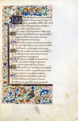 Francesco Petrarca (Petrarca): incipit från ett upplyst manuskript från den franska skolan på 1300-talet. Kommunal Bibl. av Rimini.