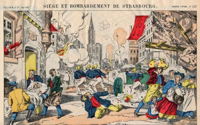 Franco Preussian War (1870-1871), den 23 augusti 1871 bombades Strasbourg och skulle kapitulera den 28 september. Epinal avbildning
