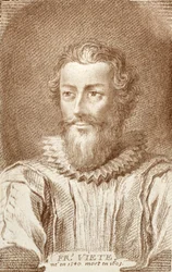 Francois Viete (1540-1603), illustration från Histoire des Mathematiciens av Alexandre Saverien (1720-1805), publicerad i Paris 1766