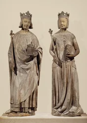 Franske kungen Karl V och Jeanne de Bourbon (sten)