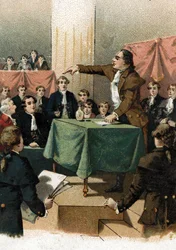 Franska revolutionen - Georges Jacques Danton (1759-1794) utropade "" för att besegra, vi behöver fräckhet, och alltid fräckhet"" Augusti 1792 (Franska revolutionen: Georges Danton talar "" Vi behöver fräckhet, och ännu mer fräckhet, och alltid fräckhet! "