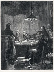 Franska revolutionen: möte i välfärdsutskottet, en revolutionär regering som inrättades av nationalkonventet 1793.