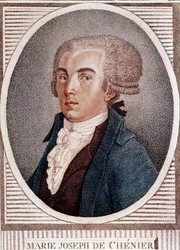 Franska revolutionen: porträtt av diplomaten, poeten och historikern Marie Joseph Chenier (1764-1811), upphovsman till gravyren "Chant du depart" på 1800-talet.