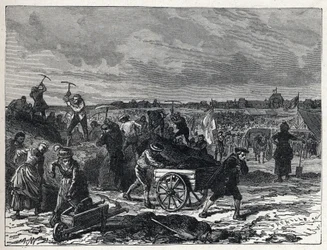 Franska revolutionen: verk av Champs de Mars (Champs-de-Mars) i Paris, för att förbereda för Fete de la Federation 1790.