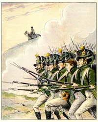 Franska soldater under slaget vid Waterloo (färg litho)