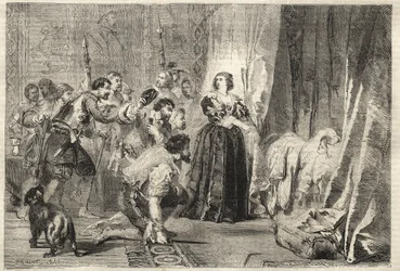 Fronde - Folket kräver att få se kungen: Paris, Palais Royal, 9 februari 1651 - Fronde: natten den 9 februari 1651, på Palais Royal, visar Anne av Österrike (1601-1666) Ludvig XIV, känd som Le Kung Soleil (Kung Soleil eller Ludvig den Store