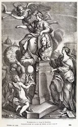 Frontispis till Bianchinis arbete om Venus (ca 1727) - i "Les terres du ciel" av Camille Flammarion, ed. Marpon  Flammarion, Paris