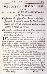 Frontispice av boken "" Första memoarer om elektricitet och magnetism"" av Coulomb