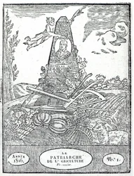 Frontispice till en jordbruksalmanach med ett porträtt av Olivier de Serres (1539-1619) 1816