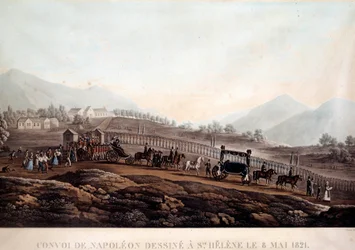 Funebre konvoj från Napoleon I (1769-1821) till Sainte Helene den 8/05/1821 Gravyr omkring 1830 Ile d