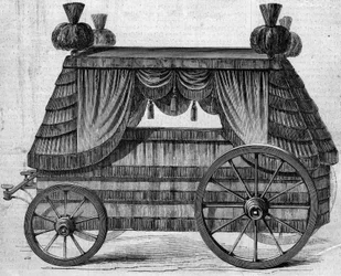Kejsar Napoleon I:s (1769-1821) begravningsvagn till Saint Helene (Saint Helene) erbjöd drottningen av England Victoria 1:a till Napoleon III 1858. Gravyr i "" Le Monde Illustré"" nr 76 av 25 september 1858.