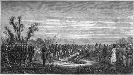 General Edouard Collineaus (1810-1861) begravning i Tsien Tsin (Kina), 15 januari