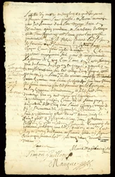 Pälshandelskontrakt mellan Francois Francoeur och fyra resenärer för transport av varor och köp av bäverskinn i Michilimackinac och Chicago, 1692 (se även 332318)