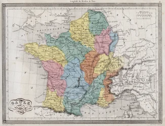Gallien uppdelat i romerska provinser - Plåt extraherad från "" Universal Atlas av antik och modern geografi för bostadsskolor"" av Vuillemin - ca. 1845