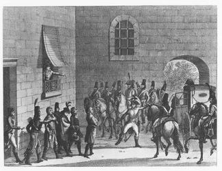 General Dumouriez arresterar representanter för konventet (gravyr)