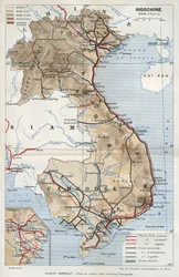 Geografisk karta över Indokina. I "La mise en valeur des colonies francaises", Albert Sarraut