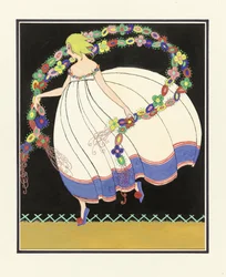 Girl Dancing with a Double Garland, pub. 1920