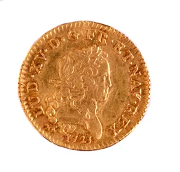 Gyllene franska Ludvig, kung Ludvig XV:s regeringstid (1715-1774) 1723 Diam. 2,3 cm Neapel, museo archeologico
