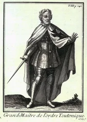 Stormästare av Teutonic Order, en illustration från "Historia av religiösa, kloster- och militärordnar", av P. Helyot, pub. Paris, 1714-21