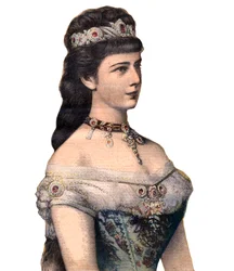 Gäster i Frankrike: Kejsarinnan Elisabeth (Sissi), gemål till Francis Joseph I av Österrike i "Le Petit Journal" 20 december 1896 (gravyr)