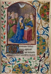H/L-3-3 fol. 104r Pingst, från Time Book, Use of Paris, mitten av 1400-talet