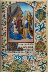 H/L-3-3 fol. 66r Adoration of the Magi, från Book of Hours, Use of Paris, mitten av 1400-talet