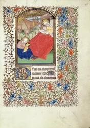 Manuskript 69 f.48r, Jesu födelse, från "Mästaren av Jacques de Besançon"s timbok