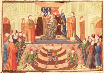 Harl 4380 f.186v Henrik IV:s (1367-1413) kröning, ur Froissarts krönika, vol. IV