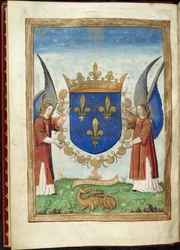 Harley 4939 f. 6v, Armorial-sida från History of the Wars of the Romans