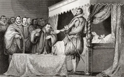 Henri III (1551-89) namnger Bearnais (1553-1610) som sin efterträdare, från 