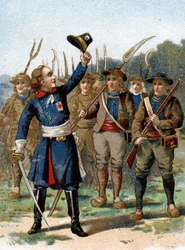 Henri du Vergier, greve av La Rochejaquelein (eller Verger de La Rochejacquelein) (1772-1794), såld hövding. Han har en markör på bröstet.
