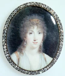 Henriette Lucy Dillon (1770-1853) Marquise de la Tour du Pin Gouvernet, ca 1802 (wc på elfenben)