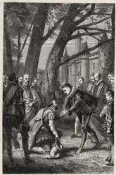 Henry III och Henry av Navarra framtida Henry IV möts på Plessis-les-Tours den 30 april