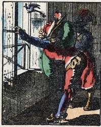 Historia om Dr. Pulcinella (Polichinelle). Trästick av Imaging Pellerin - Epinal, sd. Sent 1800-tal.
