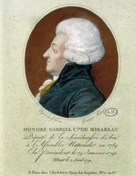 Honoré Gabriel (Honoré-Gabriel) Riqueti, greve av Mirabeau (1749-1791): deputerad för seneskalksdömet Aix i Nationalförsamlingen 1789, vald till president 29 jan. 1791 och död 2 april 1791.