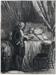 Honore Gabriel (Honore-Gabriel) Riqueti, greve av Mirabeau (1749-1791) på sin dödsbädd med sin läkare, Georges Cabanis (1757-1808) i