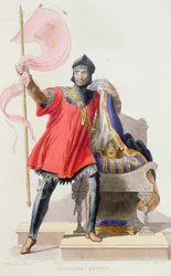 Hugues I Capet (941-996), kung av Frankrike, från Le Plutarque Francais av E.Mennechet, 1835 (färgstick)