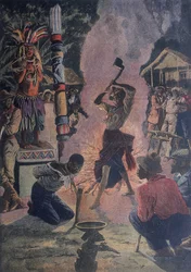 Människooffer under Voodoo-ceremoni, La Fayette, Louisiana, U.S.A