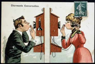 Humoristiskt vykort på telefonen, deb. 1900-talet @Selva/Leemage