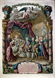Illustration som firar Louis Joseph Xaviers, hertig av Burgund, födelse