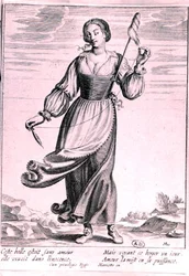 Illustration som visar en herdinna (gravyr) (s/v foto)