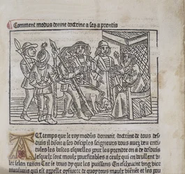 Illustration från Le Livre du Roy Modus et de la Reine Racio av Henri Ferrieres, 1486 (träsnitt & boktryck)