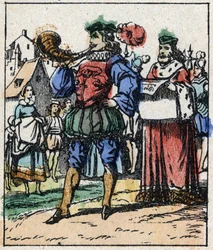 Illustration av Charles Perraults berättelse "Askungen eller den lilla glastofflan". Trästick av Imaging Pellerin - Epinal, sd. Sent 1800-tal.